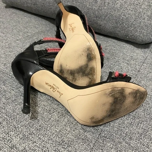 Sam Edelman’Alton’ high heels- needle heels, leather , sz 8M black/ salmon/ pink - Picture 9 of 11